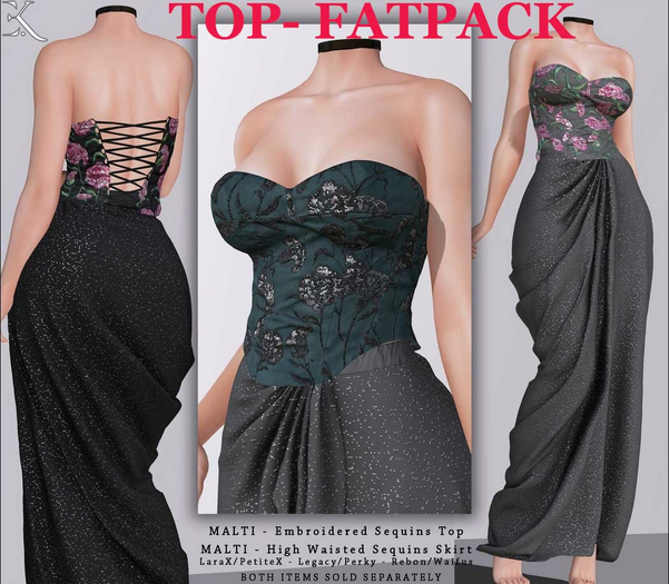 E.K - Malti - Embroidered Sequins Top - FATPACK {ADD - ME }