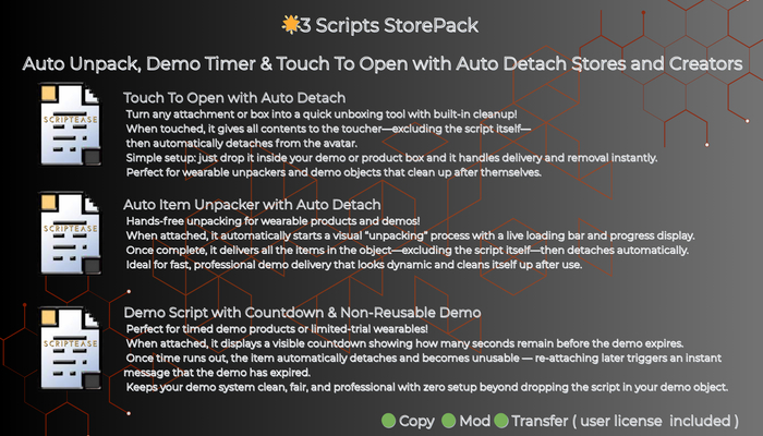 Auto Unpack, Demo Timer & Touch To Open with Auto Detach 