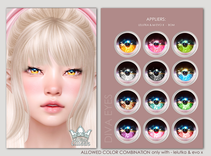 DIVA EYES -LELUTKA & BOM - FATPACK -  WHITE QUEEN