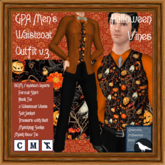 GPA Men's Waistcoat Outfit BOM - Halloween Vines Print v.3