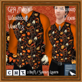 GPA Men's Waistcoat Vest BOM - Halloween Vines Print v.3