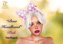 TC - Pink Bow Headband with Hearts
