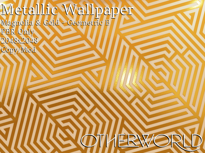 Otherworld - PBR Magnolia & Gold Wallpaper - Geometric B CM