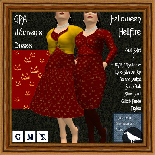 GPA Women's Dress BOM - Halloween Hellfire Print