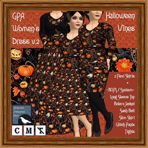 GPA Women's Dress BOM - Halloween Vines Print v.2