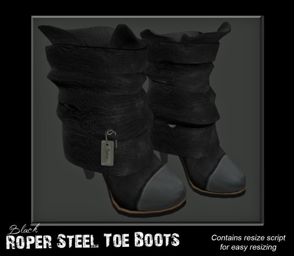 Black Roper Steel Toe Boots (box)