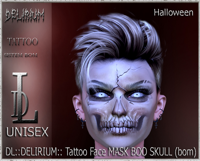 DL::DELIRIUM:: Tattoo Face MASK BOO SKUL (BOM)