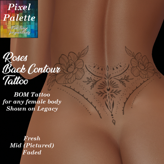 Pixel Palette - Lower Back Contour Roses Hip Tattoo
