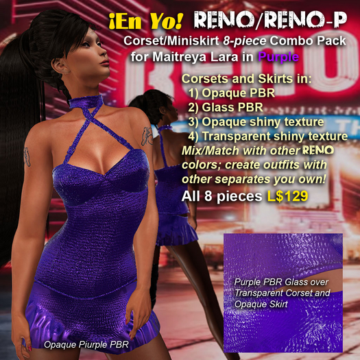 En YO! Reno/Reno-P PBR Outfit Combo Pack Maitreya Lara Purple