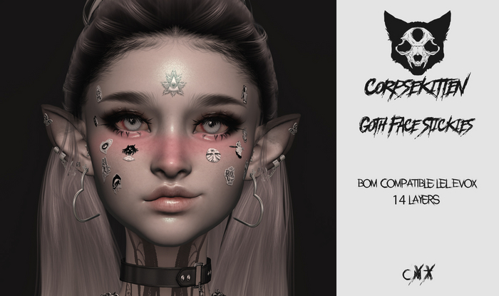 Corpsekitten - Face Stickies - Goth