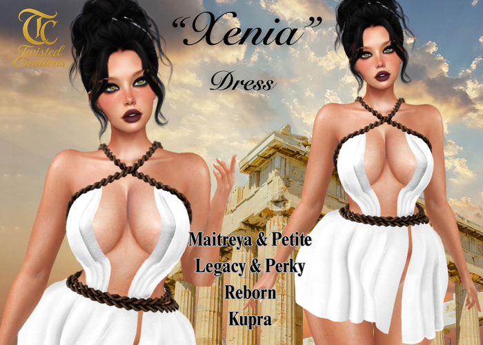 TC - Xenia White Ropes Toga Dress