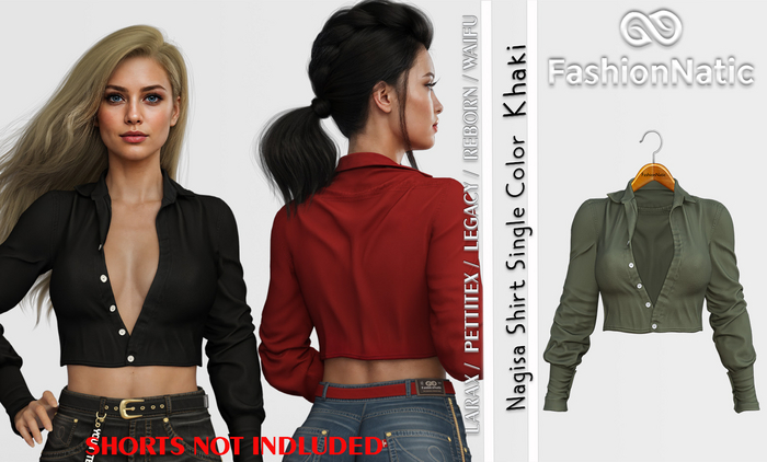 Top Nagisa Khaki - Reborn, Waifu, Legacy, LaraX, PetiteX FashionNatic