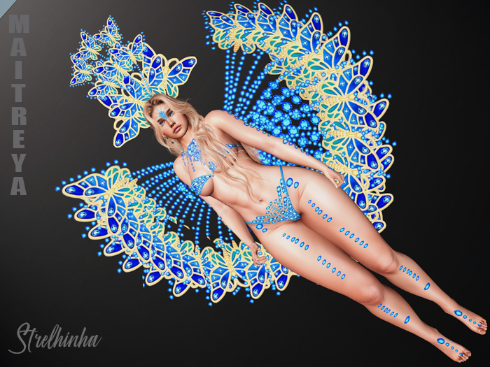 MAITREYA CARNAVAL BORBOLETA AZUL OURO 25