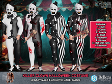 (HASSEL) MEN’S SCARY KILLER CLOWN TERRIFIER HALLOWEEN COSTUME – LEGACY MALE, LEGACY ATHLETIC, JAKE, GIANNI 490