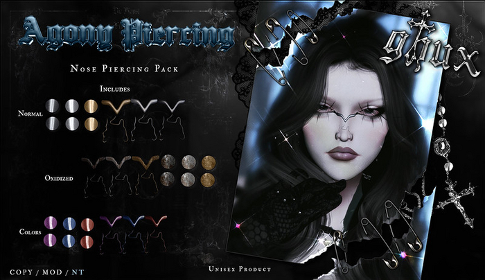 (GH)"Agony" Piercing Set OXIDIZED