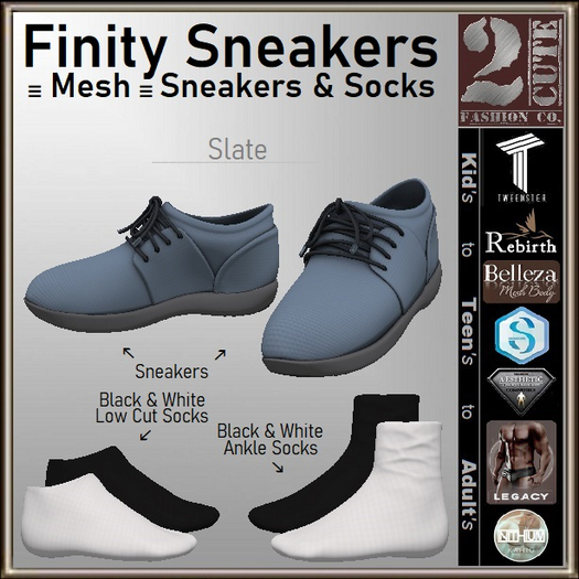 Finity Shoes and Socks [2cute] Slate