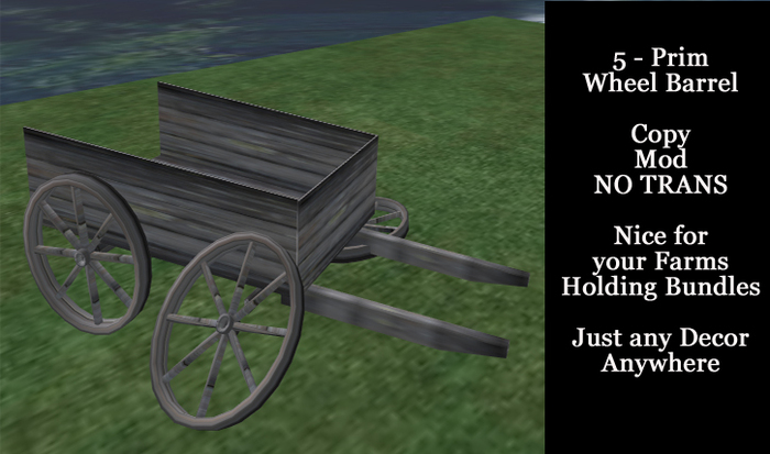 5 - Prim Decoration Wheel Barrel( BOXED )
