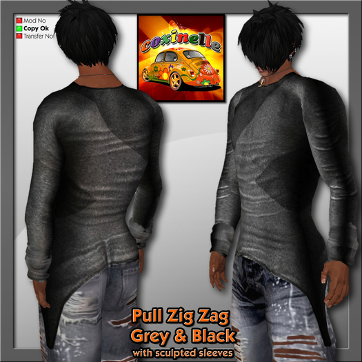 Coxi - Pull zigzag black & grey