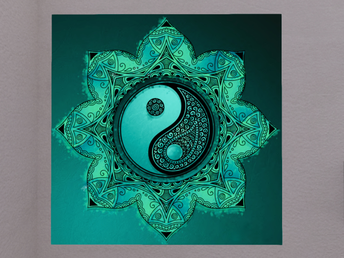 ~* AB *~ Canvas Painting: Emerald Yin Yang