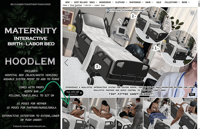 Hoodlem  Maternity Birth - Labor Bed ( Interactive )