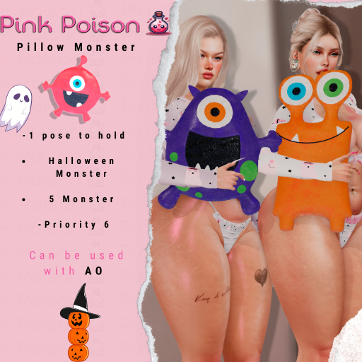 Pink Poison -  Pillow Monster - Red
