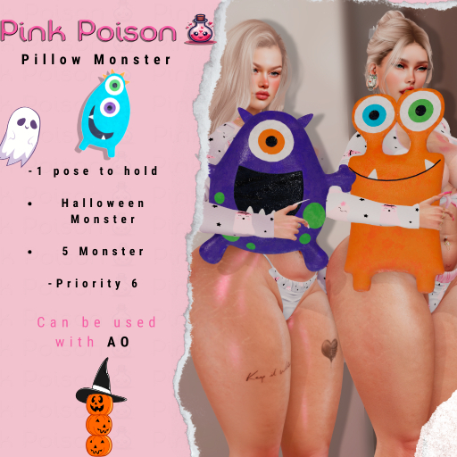Pink Poison -  Pillow Monster - Blue