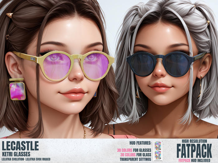 [LECASTLE] Ketri Glasses - LeLUTKA Rigged 3570
