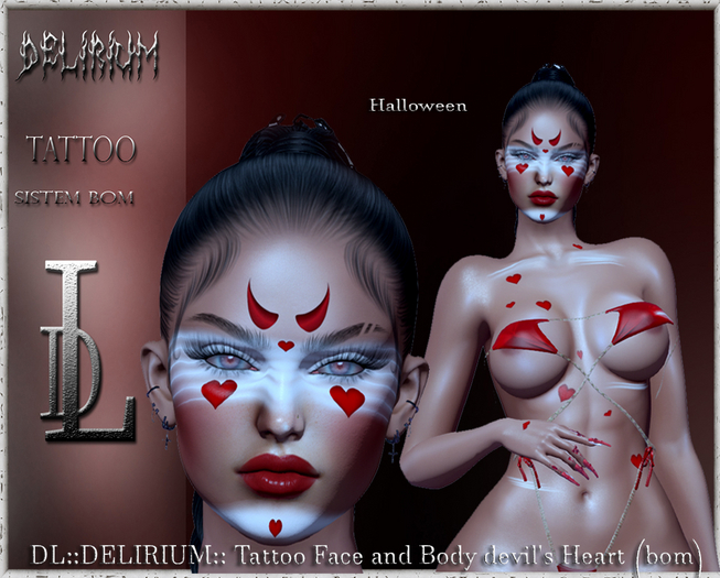 DL::DELIRIUM:: Tattoo Face and Body devil's Heart (bom)