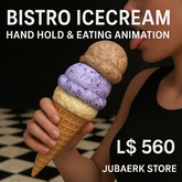 Bistro IceCream Cone (Wear) with Hand Hold & Eating Animation – Realistic Multi-Scoop Dessert Prop | Unisex | Copy/Trans