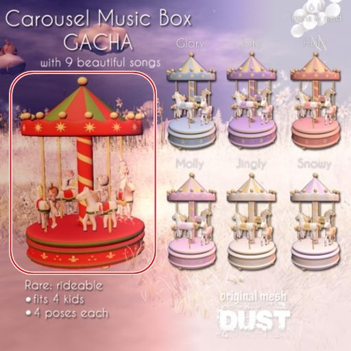 1 DUST: Carousel Music Box Rideable RARE