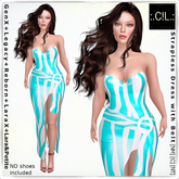 :.C!L.: Zebrina Aqua Strapless Dress with Belt