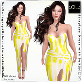 :.C!L.: Zebrina Yellow Strapless Dress with Belt