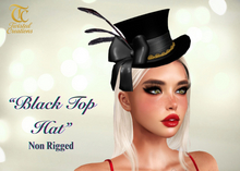 TC - Top Black Hat with Bow and Feathers