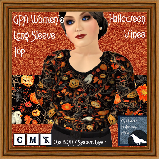 GPA Women's Long Sleeve Top BOM - Halloween Vines Print