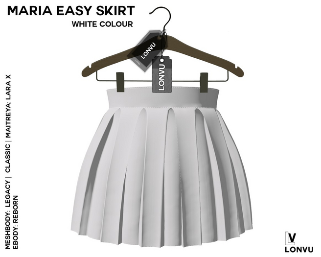 ::LonVu::Maria Easy Skirt White