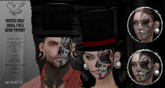Cherry//Crow/Mortis half skull face Evox