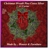 Christmas Wreath Pine Cones Silver