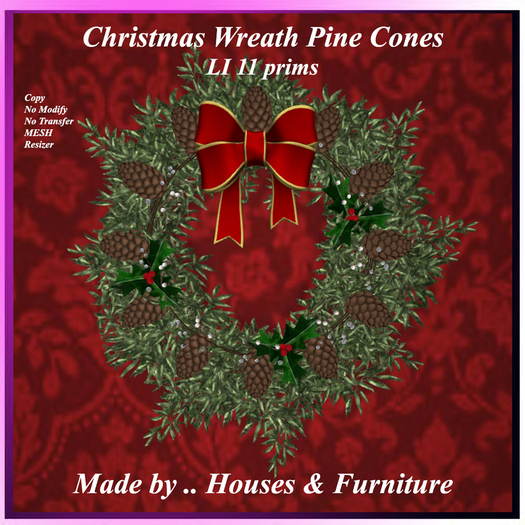 Christmas Wreath Pine Cones Natural