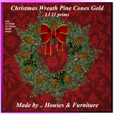 Christmas Wreath Pine Cones Gold