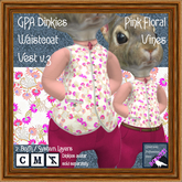 GPA Dinkies Waistcoat BOM - Pink Floral Vines Print v.2