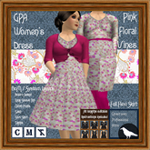 GPA Women's Dress BOM - Pink Floral Vines Print