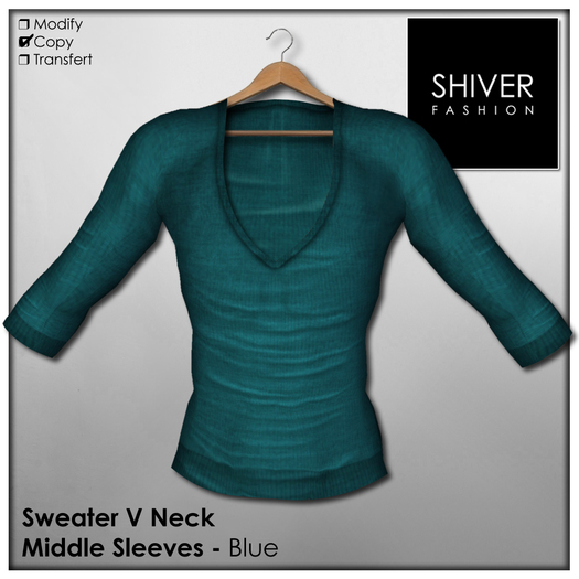 Shiver - V-Neck Sweater - Blue