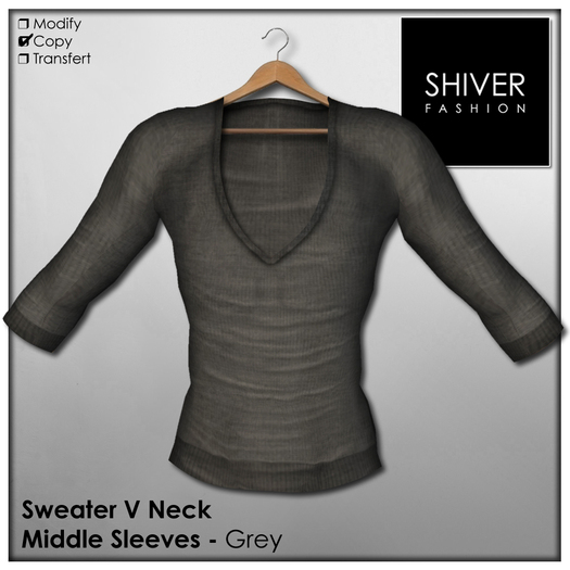 Shiver - V-Neck Sweater - Grey