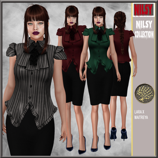 GOTHIC SHIRT&PENCIL SKIRT,3COLORS