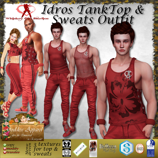 *Goddess* Idros Tank Top & Sweats Oufit - Red