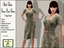 Crazy Pastry Designs Beth Retro Cross Over Dress - Beige Leaves