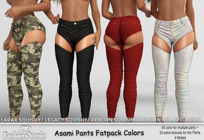 Pants Asami Fatpack Colors -  Reborn, Reborn Rolls, Legacy, LaraX, ONLY SQUISHY SIZE FashionNatic
