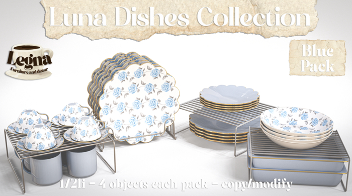 - Legna - Luna Dishes Collection (Blue Pack)