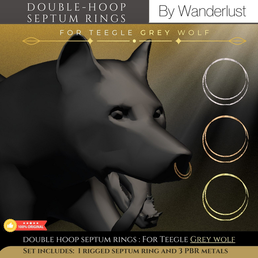 Wanderlust-Grey Wolf Double Septum Rings Boxed