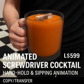 Unisex Animated Screwdriver Cocktail – Hand-Hold & Sipping Animation – Realistic Orange Vodka Drink – Copy/Transfer
